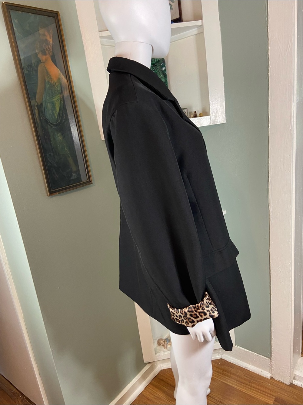 NWOT Black 3XL Single-Button Women's Blazer Jacket Leopard Print Lining - Picture 9 of 13